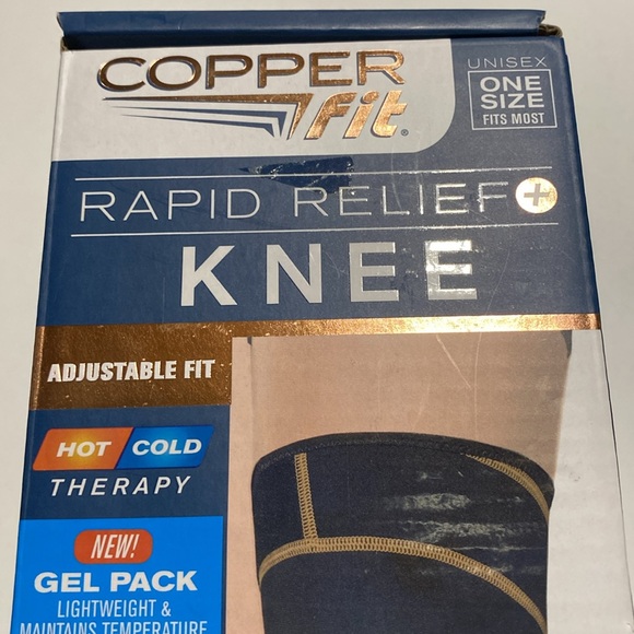 Copper Fit Rapid Relief Adjustable Fit Knee Wrap brace w/a Hot or Cold Gel Pack - Picture 2 of 11